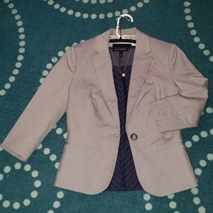Petite gray blazer with cropped sleeves